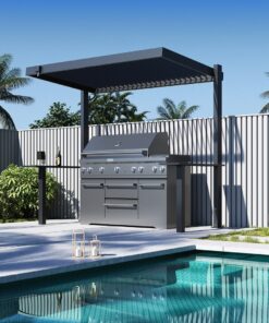Ventaris BBQ-Grillpavillon 2.80 x 1.50m aus Aluminium mit verstellbaren Lamellen